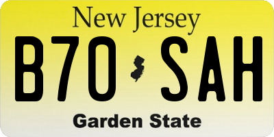 NJ license plate B70SAH