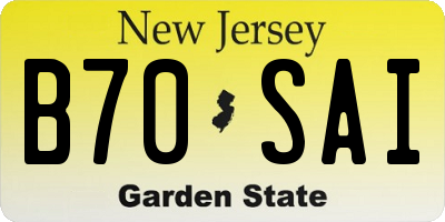 NJ license plate B70SAI