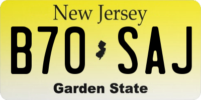 NJ license plate B70SAJ