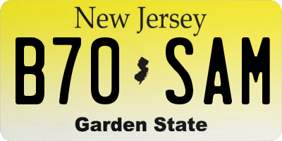 NJ license plate B70SAM