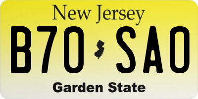 NJ license plate B70SAO
