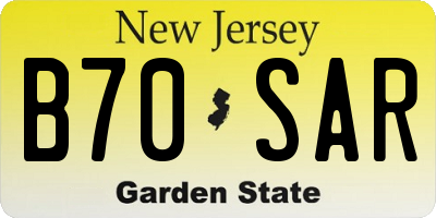 NJ license plate B70SAR