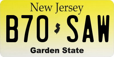 NJ license plate B70SAW