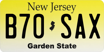 NJ license plate B70SAX