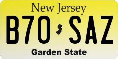 NJ license plate B70SAZ