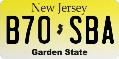 NJ license plate B70SBA