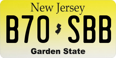 NJ license plate B70SBB