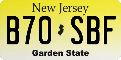 NJ license plate B70SBF