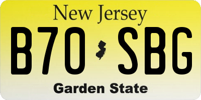 NJ license plate B70SBG
