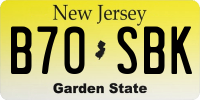 NJ license plate B70SBK