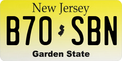 NJ license plate B70SBN