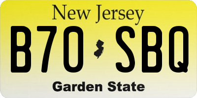 NJ license plate B70SBQ