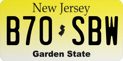 NJ license plate B70SBW