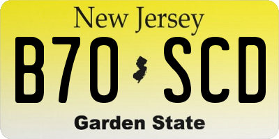 NJ license plate B70SCD