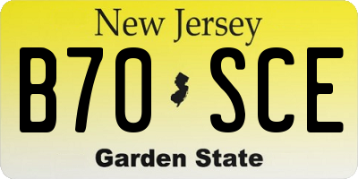 NJ license plate B70SCE
