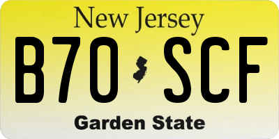 NJ license plate B70SCF