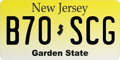 NJ license plate B70SCG