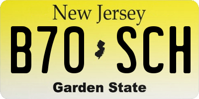 NJ license plate B70SCH