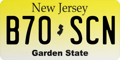 NJ license plate B70SCN