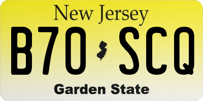 NJ license plate B70SCQ