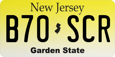 NJ license plate B70SCR
