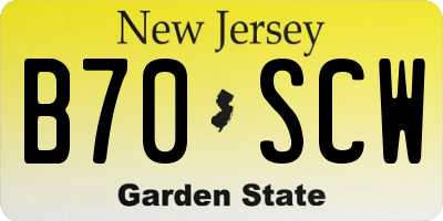NJ license plate B70SCW
