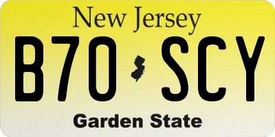 NJ license plate B70SCY