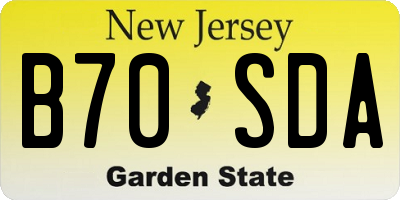 NJ license plate B70SDA