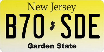 NJ license plate B70SDE