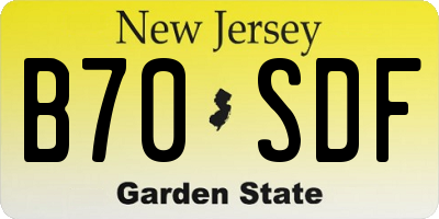 NJ license plate B70SDF