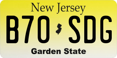 NJ license plate B70SDG