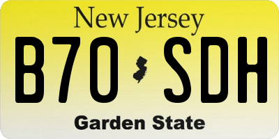 NJ license plate B70SDH