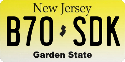 NJ license plate B70SDK