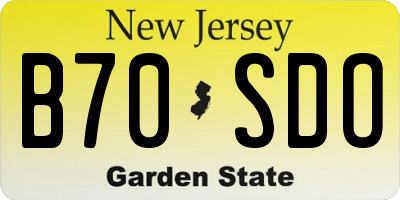 NJ license plate B70SDO