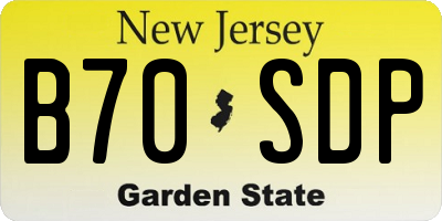NJ license plate B70SDP