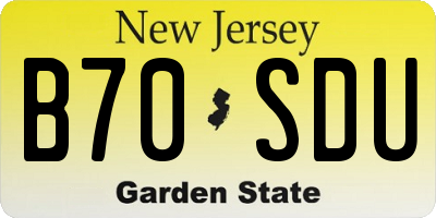 NJ license plate B70SDU