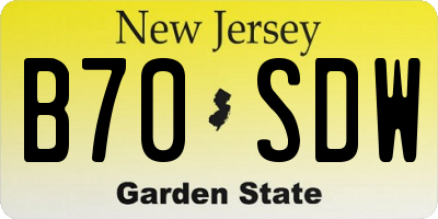 NJ license plate B70SDW