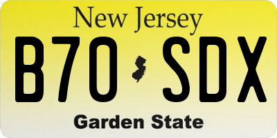 NJ license plate B70SDX