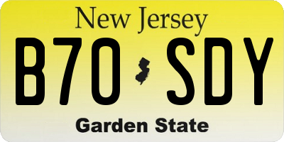 NJ license plate B70SDY