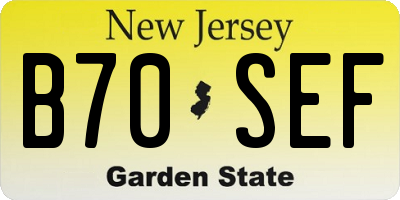 NJ license plate B70SEF