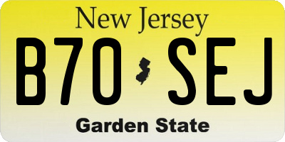 NJ license plate B70SEJ