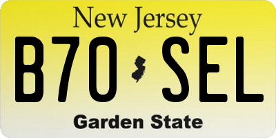 NJ license plate B70SEL