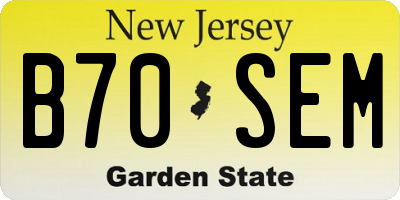 NJ license plate B70SEM