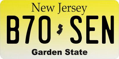 NJ license plate B70SEN