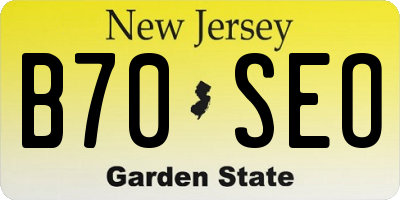 NJ license plate B70SEO