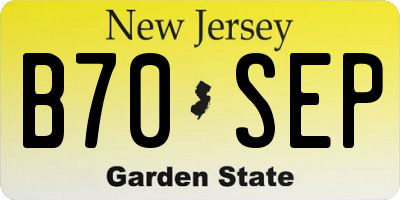 NJ license plate B70SEP