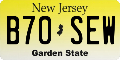 NJ license plate B70SEW