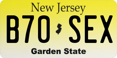 NJ license plate B70SEX