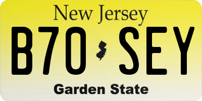 NJ license plate B70SEY