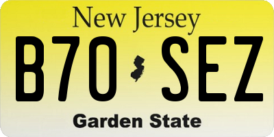 NJ license plate B70SEZ